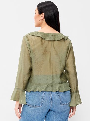 Old Navy Bell-Sleeve Ruffle Top - Bare Ground in Saudi Arabia