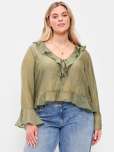 Old Navy Bell-Sleeve Ruffle Top - Bare Ground in Saudi Arabia