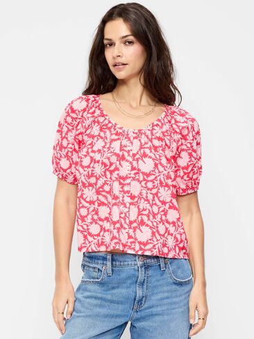 Old Navy Airy Button-Down Top - Pink Print in Saudi Arabia