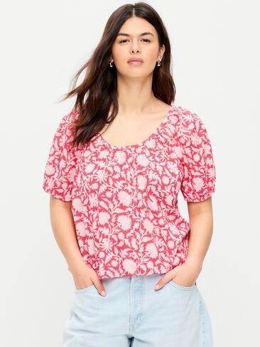 Old Navy Airy Button-Down Top - Pink Print in Saudi Arabia