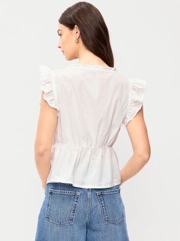 بلوزة مطرزة بأكمام رفرفة من Old Navy - زنابق بيضاء in Kuwait