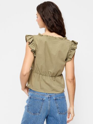 بلوزة مطرزة بأكمام رفرفة من Old Navy - أرضية عارية in Kuwait
