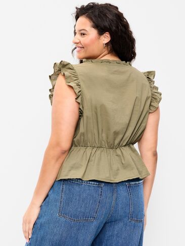 بلوزة مطرزة بأكمام رفرفة من Old Navy - أرضية عارية in Kuwait