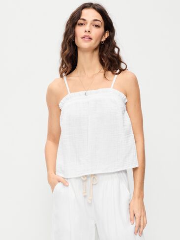 Old Navy Crinkle Gauze Tank Top - White Lilies in Saudi Arabia