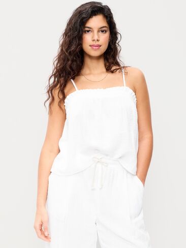 Old Navy Crinkle Gauze Tank Top - White Lilies in Saudi Arabia