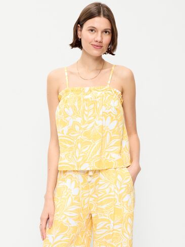 Old Navy Crinkle Gauze Tank Top - Yellow Floral in Saudi Arabia