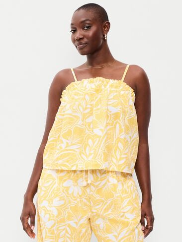 Old Navy Crinkle Gauze Tank Top - Yellow Floral in Saudi Arabia