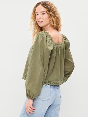 قميص Old Navy بأكمام طويلة مزين بالدانتيل - أرض عارية in Saudi Arabia