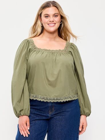 قميص Old Navy بأكمام طويلة مزين بالدانتيل - أرض عارية in Saudi Arabia