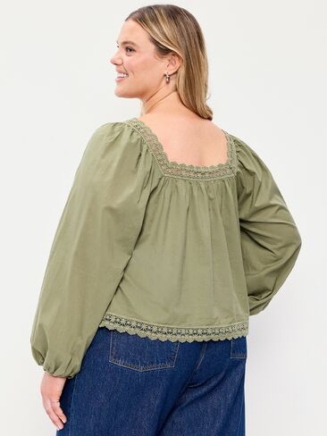 قميص Old Navy بأكمام طويلة مزين بالدانتيل - أرض عارية in Saudi Arabia