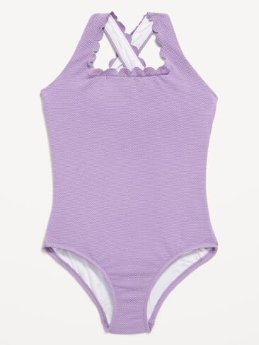 مايوه قطعة واحدة بارز الملمس بظهر متقاطع من الخلف للبنات من Old Navy - LILAC SHADOW in Saudi Arabia