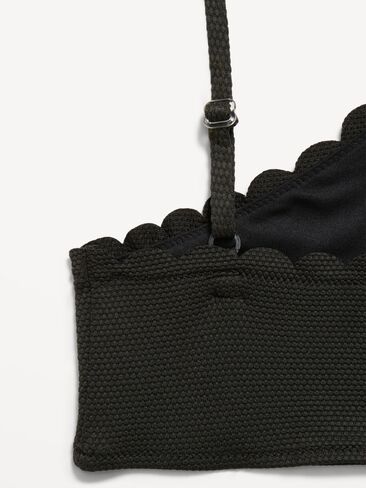 Old Navy Textured Scallop-Trim Halter Swim Set for Girls - Black Jack in Saudi Arabia