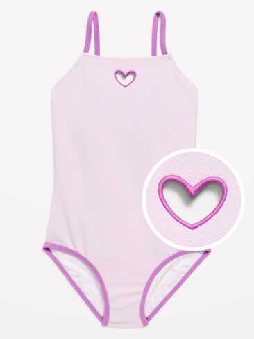 Old Navy Heart Cutout One-Piece Swimsuit for Girls - Lilac Ice in Saudi Arabia