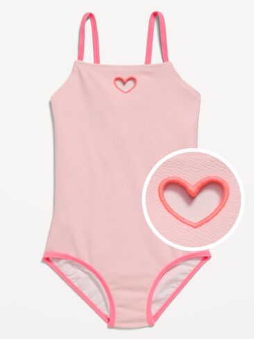 Old Navy Heart Cutout One-Piece Swimsuit for Girls - Pink Sky in Saudi Arabia