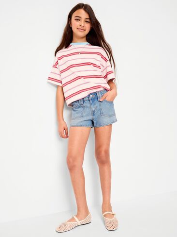 Old Navy Low-Rise Utility Jean Shorts for Girls - Light Wash in Saudi Arabia