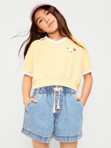Old Navy High-Waisted Pull-On Jean Shorts for Girls - Medium Wash in Saudi Arabia