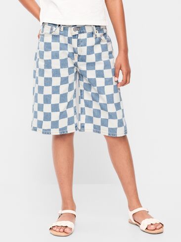 شورت جينز فضفاض بطبعات من Old Navy للبنات - مربعات in Saudi Arabia