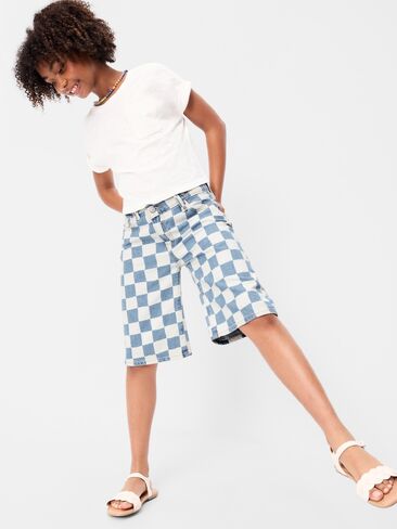 شورت جينز فضفاض بطبعات من Old Navy للبنات - مربعات in Saudi Arabia