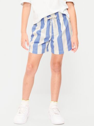Old Navy High-Waisted Pull-On Striped Twill Shorts for Girls - White & Blue Stripe in Saudi Arabia