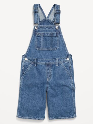 Old Navy Baggy Denim Shortalls for Girls - Medium Wash in Saudi Arabia