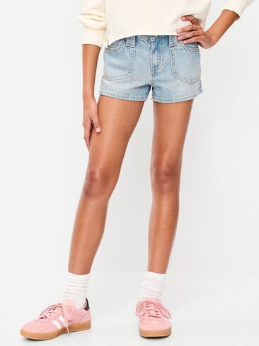 Old Navy Low-Rise Utility Jean Shorts for Girls - Light Wash in Saudi Arabia