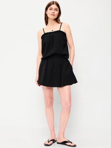 Old Navy Crinkle Gauze Ruffle Waist Mini Skort - Black Jack in Kuwait
