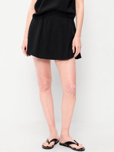 Old Navy Crinkle Gauze Ruffle Waist Mini Skort - Black Jack in Kuwait