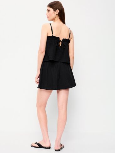 Old Navy Crinkle Gauze Ruffle Waist Mini Skort - Black Jack in Kuwait