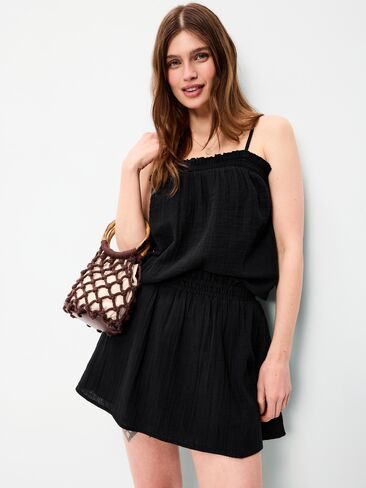 Old Navy Crinkle Gauze Ruffle Waist Mini Skort - Black Jack in Kuwait