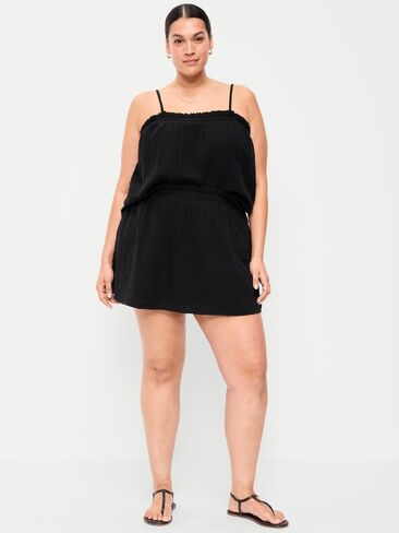 Old Navy Crinkle Gauze Ruffle Waist Mini Skort - Black Jack in Kuwait