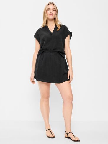 Old Navy Crinkle Gauze Ruffle Waist Mini Skort - Black Jack in Kuwait