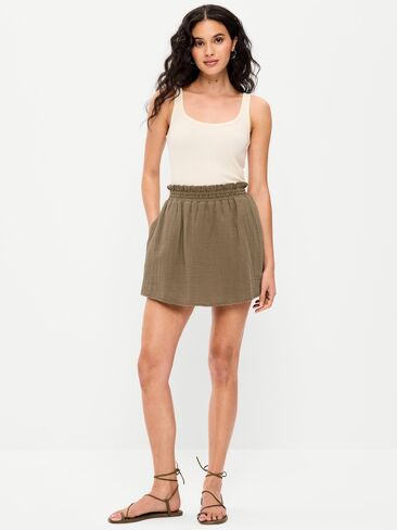 Old Navy Crinkle Gauze Ruffle Waist Mini Skort - Kombu in Saudi Arabia