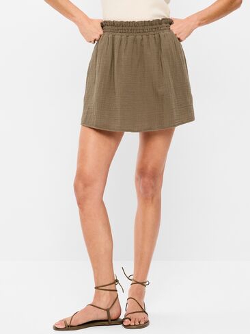 Old Navy Crinkle Gauze Ruffle Waist Mini Skort - Kombu in Saudi Arabia