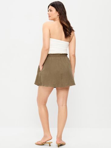 Old Navy Crinkle Gauze Ruffle Waist Mini Skort - Kombu in Saudi Arabia