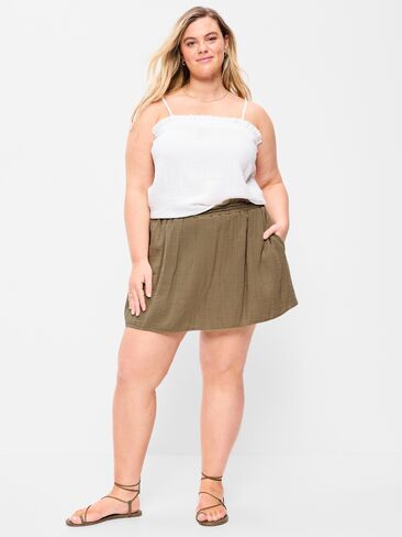 Old Navy Crinkle Gauze Ruffle Waist Mini Skort - Kombu in Saudi Arabia