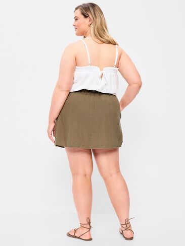 Old Navy Crinkle Gauze Ruffle Waist Mini Skort - Kombu in Saudi Arabia