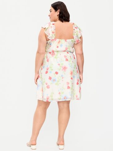 Old Navy Flutter-Sleeve Fit & Flare Mini Dress - White Floral in Saudi Arabia