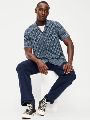 قميص تخييم بأكمام قصيرة من Old Navy - أزرق هندسي in Saudi Arabia