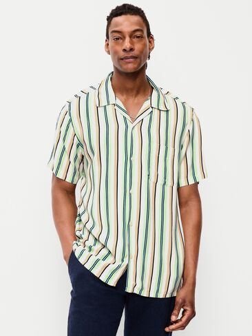 Old Navy Short-Sleeve Camp Shirt - Blue/Green Stripe in Saudi Arabia