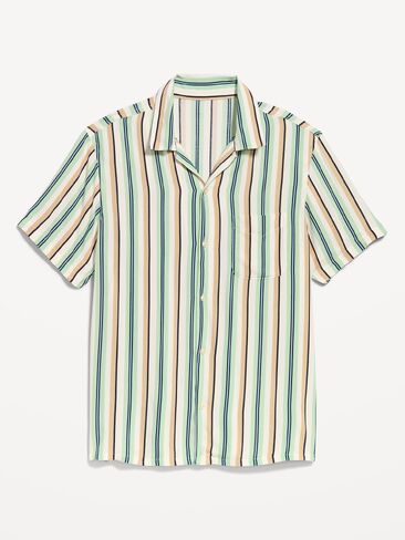 Old Navy Short-Sleeve Camp Shirt - Blue/Green Stripe in Saudi Arabia