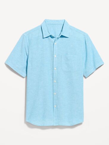 قميص Old Navy كلاسيكي مناسب للاستخدام اليومي من مزيج الكتان - نهر بارد in Saudi Arabia