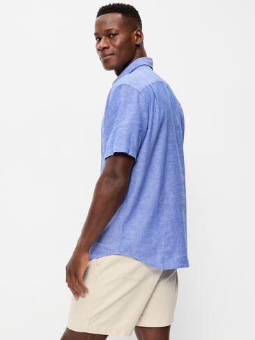 Old Navy Classic Fit Everyday Linen-Blend Shirt - CRAYON BLUE in Saudi Arabia