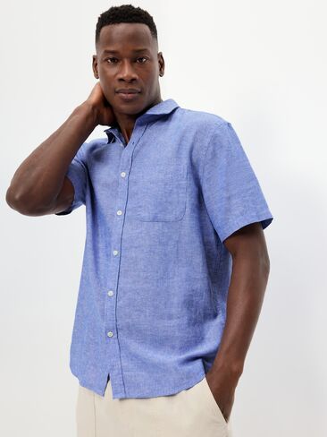Old Navy Classic Fit Everyday Linen-Blend Shirt - CRAYON BLUE in Saudi Arabia