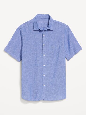 Old Navy Classic Fit Everyday Linen-Blend Shirt - CRAYON BLUE in Saudi Arabia