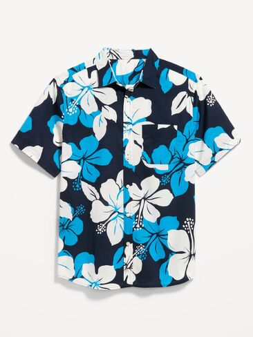 Old Navy Classic Fit Everyday Shirt - Navy Hibiscus in Saudi Arabia