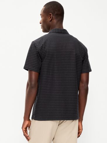 Old Navy Short-Sleeve Textured Jacquard Camp Shirt - Black Jacquard in Saudi Arabia