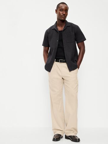 Old Navy Short-Sleeve Textured Jacquard Camp Shirt - Black Jacquard in Saudi Arabia
