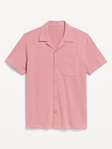 Old Navy Short-Sleeve Textured Camp Shirt - Dusty Birch in Saudi Arabia