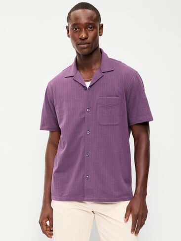 Old Navy Short-Sleeve Textured Camp Shirt - VINTAGE VIOLET in Saudi Arabia