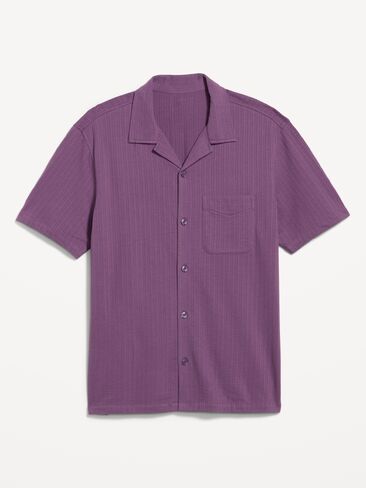 Old Navy Short-Sleeve Textured Camp Shirt - VINTAGE VIOLET in Saudi Arabia